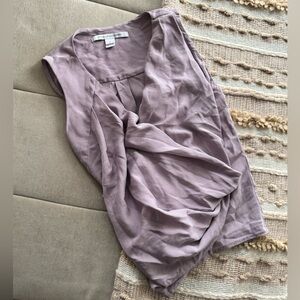 Diane Von Furstenberg Silk Lavender Drape Blouse
